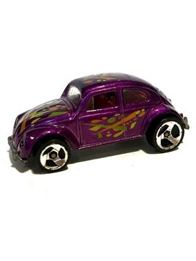 Vintage 1988 Hot Wheels Metallic Purple VW Beetle Bug Diecast Toy Car Mattel Fun